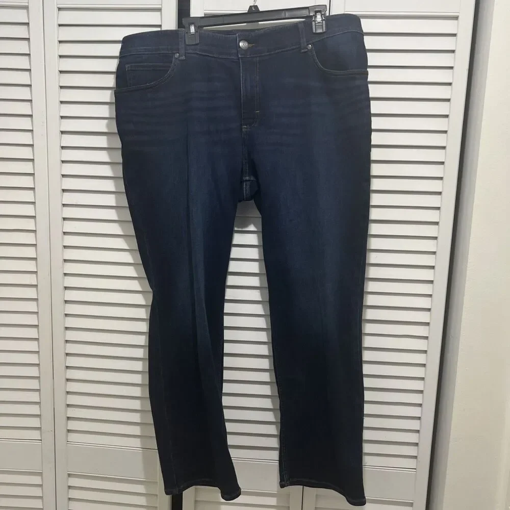 Lee Dark Wash Jeans Stretch Cotton Blend Fabric Straight Leg 20W Medium Preowned